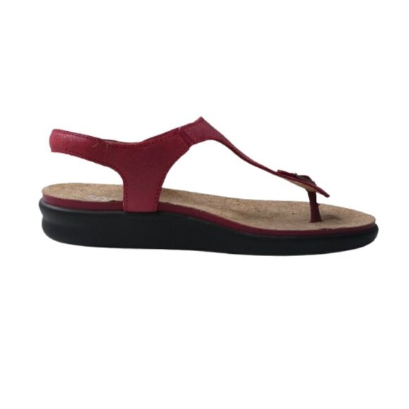 SAS Red Leather Open Toe Thong Sandals Womens 9.5 - Picture 5 of 12